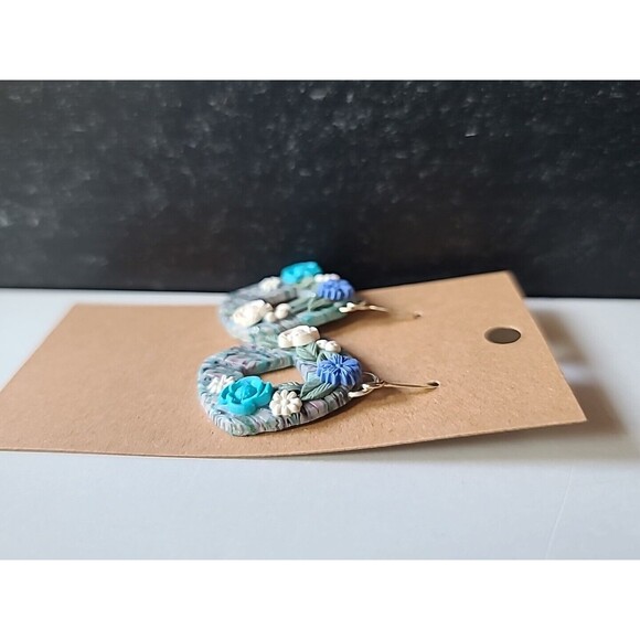 Polymer Clay Floral Dangling Pierced Earrings New - Picture 6 of 10